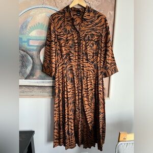 S.Oliver Black Label Tiger Print Button-down Long Dress